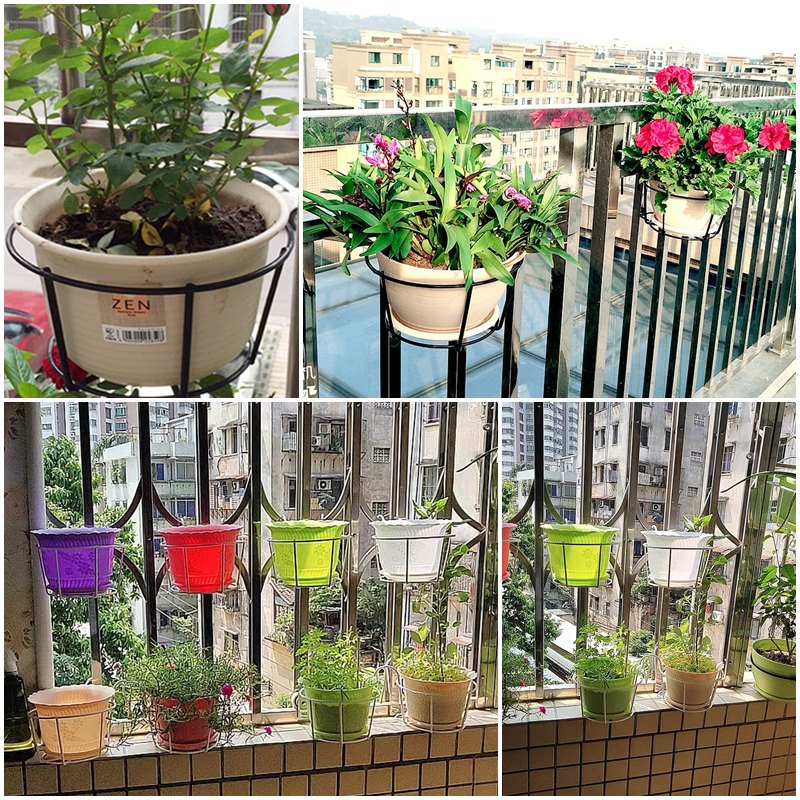 【珍愛頌】N101 陽台花架 陽台架 圓型 浸塑花架 掛架 種花 種菜 盆栽 花園 窗台 鋁門窗 花架 鐵窗 欄杆懸掛 5