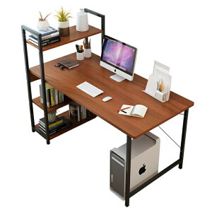 台式電腦桌現代簡約書桌書架組合家用臥室簡易鋼木經濟型寫字桌子 全館免運