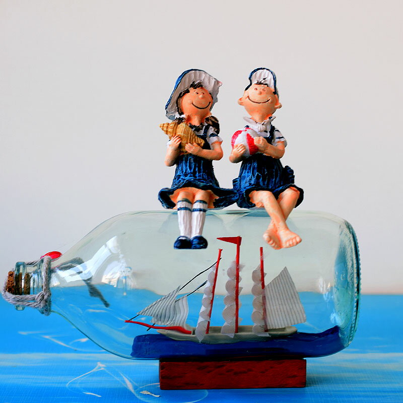 地中海玻璃漂流瓶許愿瓶瓶中船創意擺件桌面櫥窗餐廳酒柜陳列擺設 4