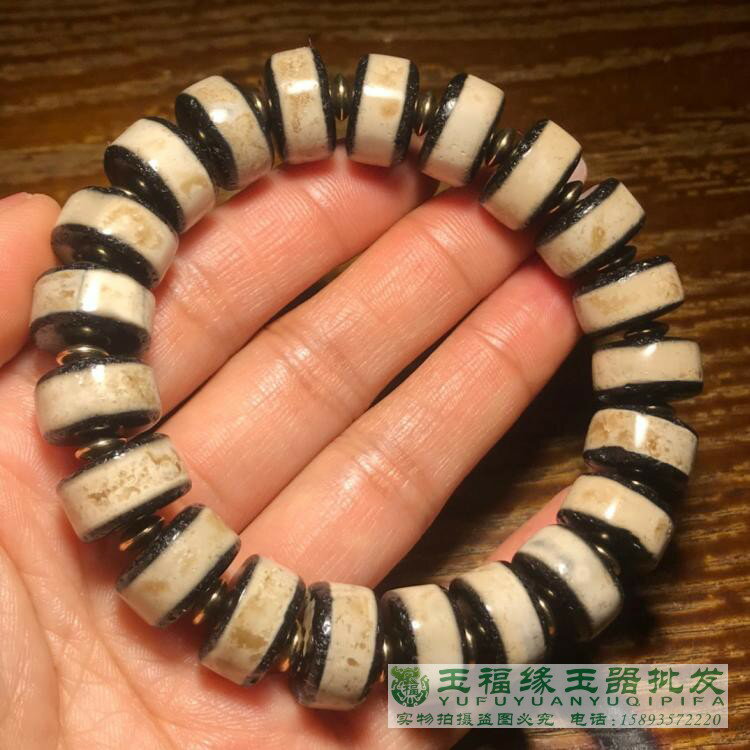 清・蝕花天珠・満包漿・三眼・虎牙・水紋天珠』極細工・骨董品・古賞物