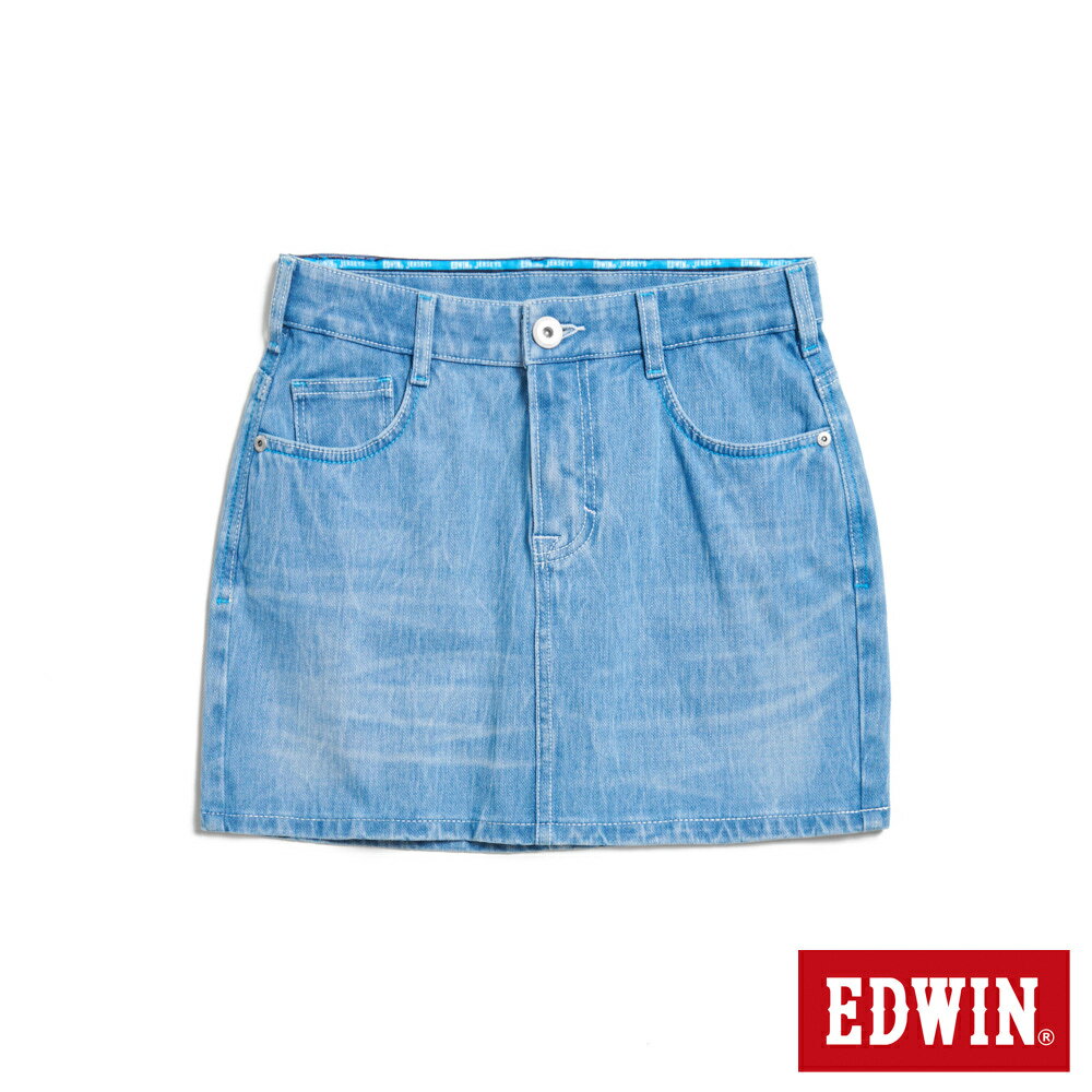 EDWIN 迦績JERSEYS 超特彈力丹寧短裙-女款 拔淺藍