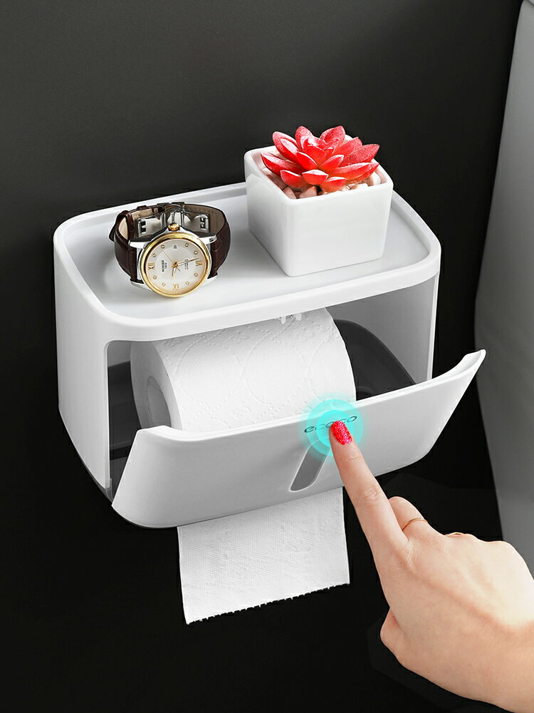 衛生間紙巾盒廁所衛生紙置物架抽紙盒創意免打孔防水廁紙收納掛壁