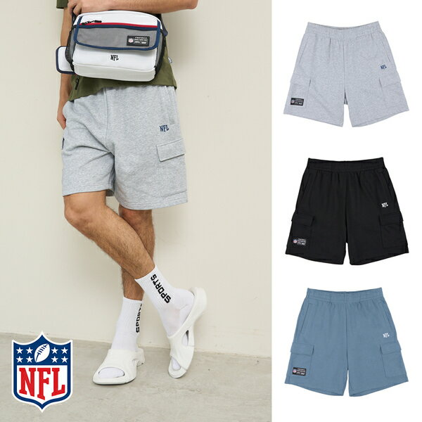 【滿千折百】NFL 短褲 灰 黑 藍 三色 口袋 棉短褲 中性 男女 24211501-