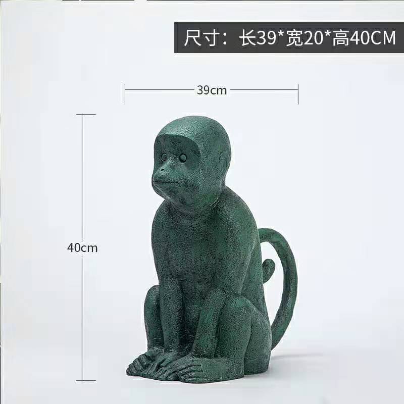 北歐極簡灰綠動物猴子擺件現代簡約陶瓷圓球花器果盤玄關軟裝飾品 2