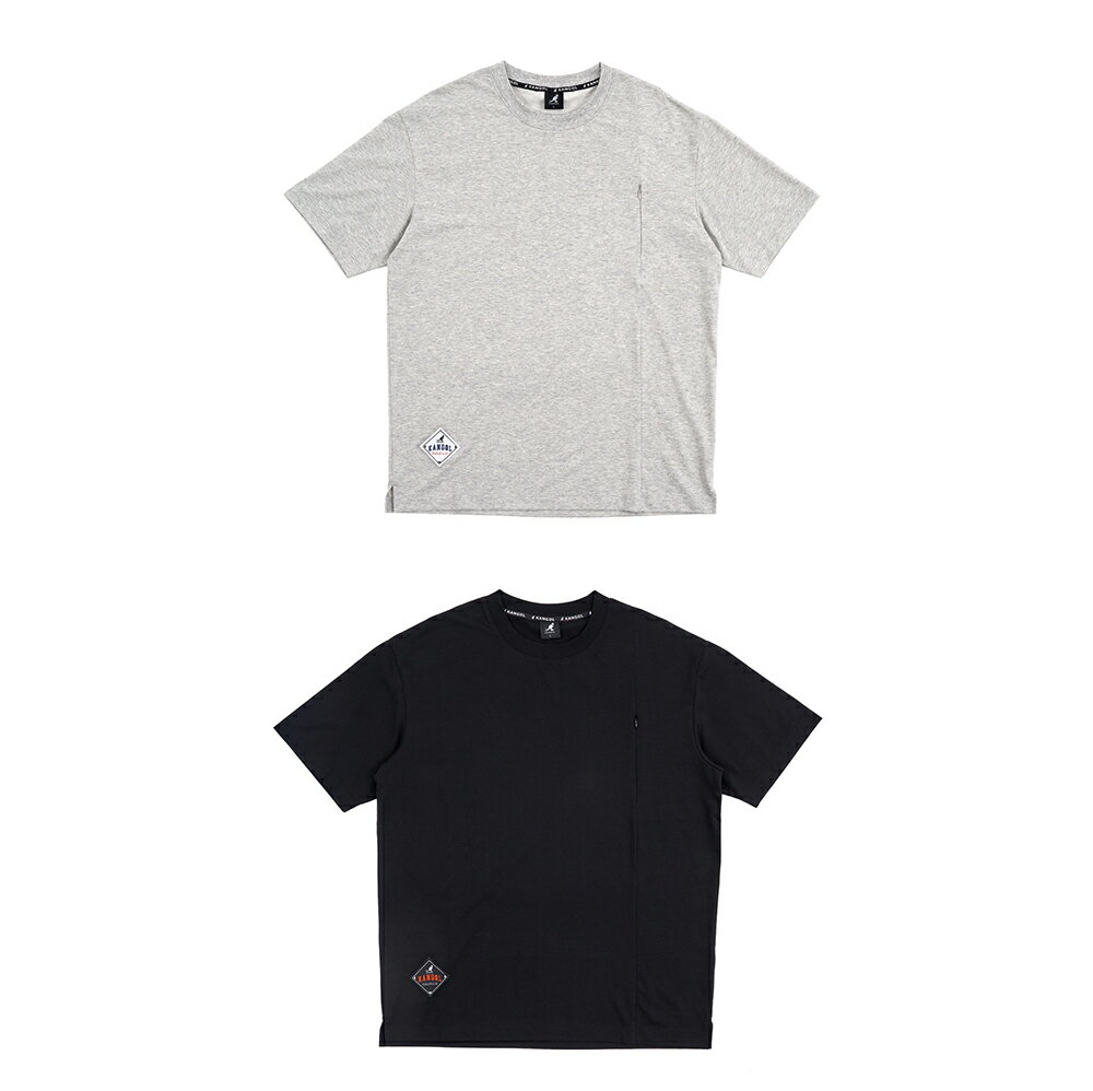 【滿千折百】KANGOL 短袖 短T 灰 黑 胸前拉鍊口袋 袋鼠 上衣 中性 63251009-