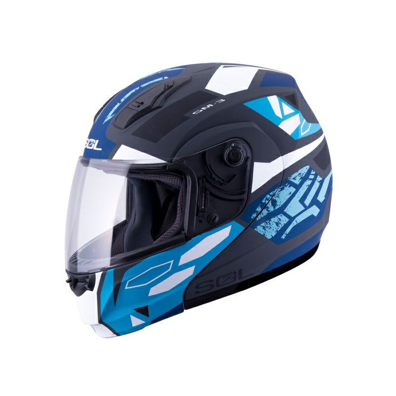 【SOL Helmets】SM-3可掀式安全帽 (戰將 消光灰/藍黑) ｜ SOL安全帽官方商城