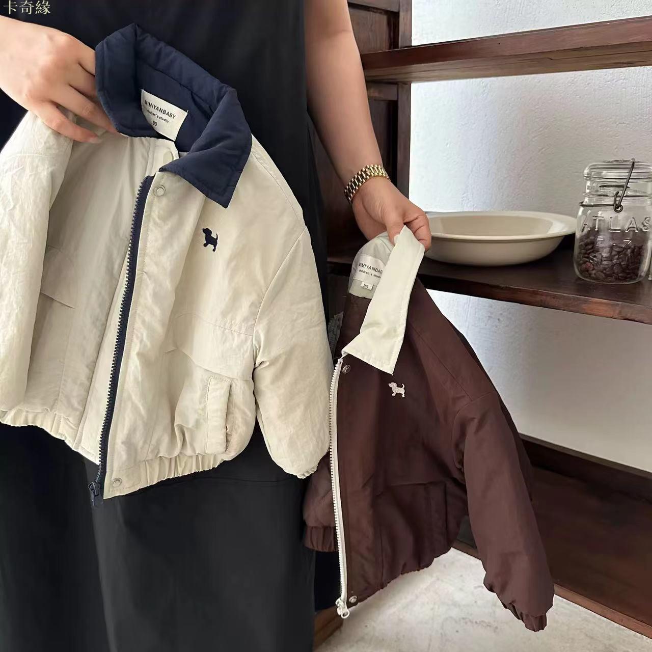 兒童棉服2024冬季新款男女童夾棉外套寶寶棒球服輕薄棉衣翻領夾克