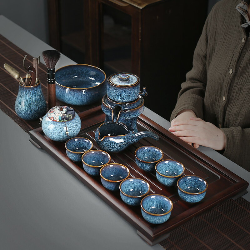 豹霖窯變藍盞建盞整套功夫茶具套裝茶壺蓋碗茶杯茶洗陶瓷茶具禮盒