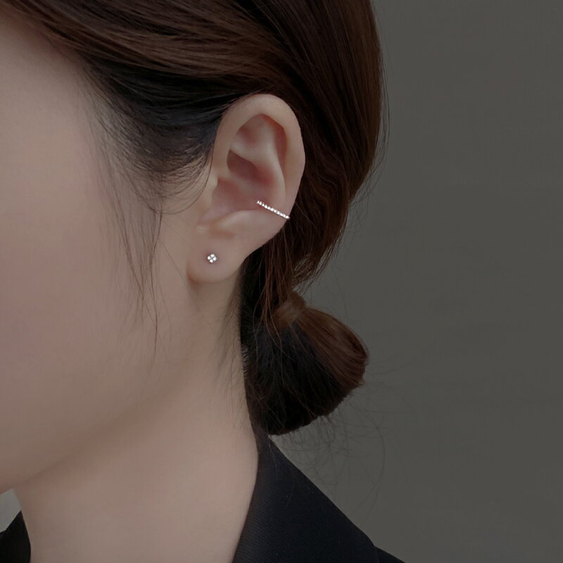 925純銀圓圈鑲鉆耳夾女高級感小眾設計氣質網紅耳骨夾學生無耳洞
