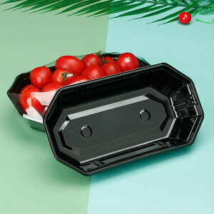 船型車厘子包裝盒一次性水果草莓打包盒塑料盒盤葡萄長方形托無蓋