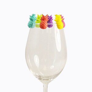 創意硅膠菠蘿酒杯標記器派對飲料識別標記創意硅膠酒杯夾6個裝