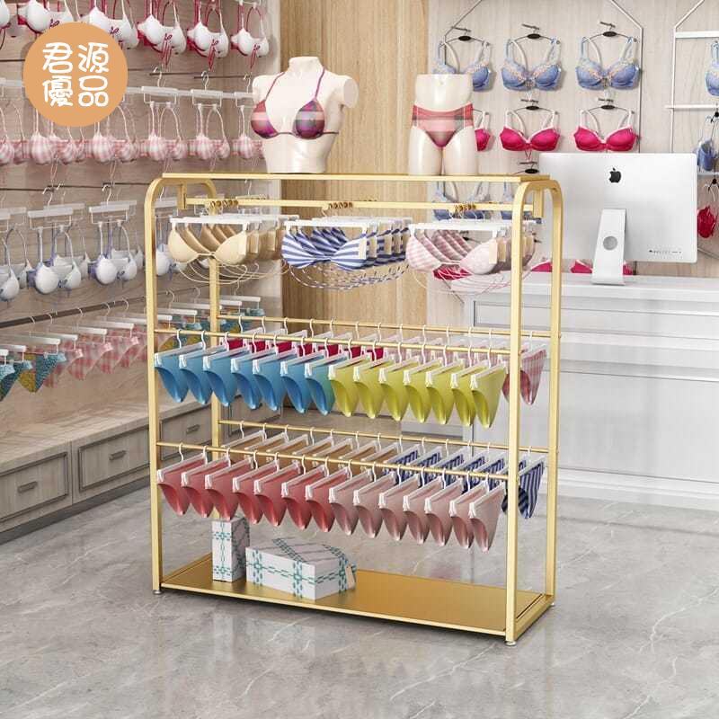 內衣收納架 服裝店收納架 展示架 貨架 內衣店貨架商場落地文胸內褲短褲展示架中島架雙面多層泳裝陳列架