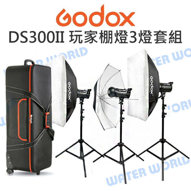 GODOX 神牛 DS300II 玩家棚燈3燈套組 攝影燈 三燈 含燈架/柔光傘/收納箱 公司貨【中壢NOVA-水世界】