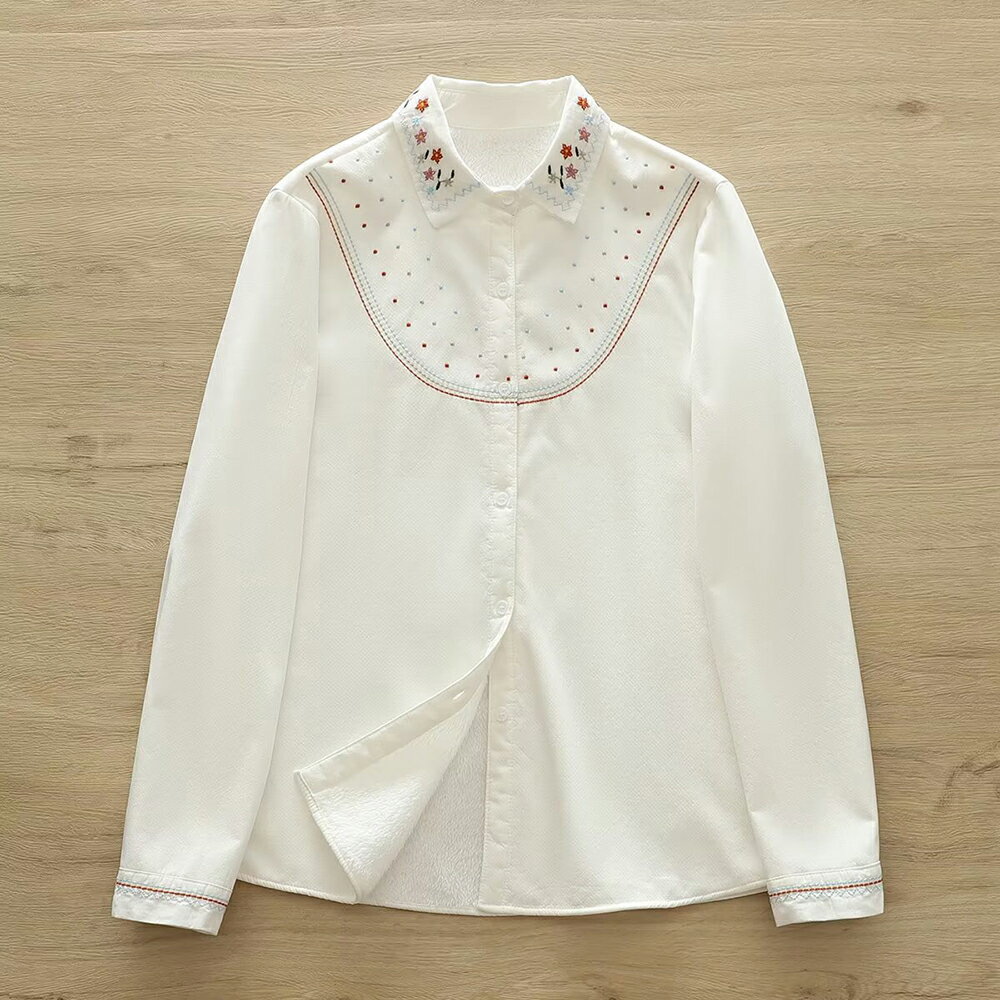 ＊ORead＊韓版刺繡小花長袖襯衫(2色M~XL)【限定加碼✿全館滿額再折】
