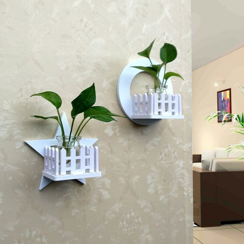 墻上綠蘿掛墻墻壁花架水培植物壁掛墻面裝飾臥室客廳玻璃花盆花瓶