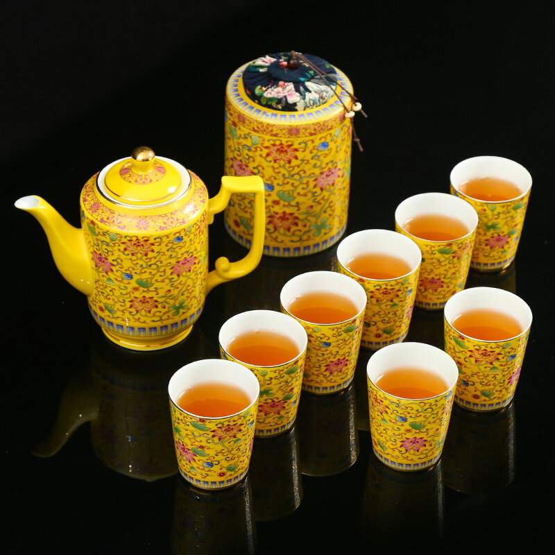 陶瓷茶具套裝大號茶壺 琺瑯彩整套功夫茶具茶杯居家用客廳