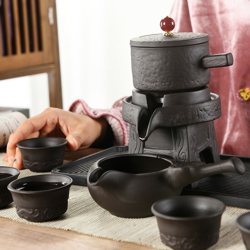 家用紫砂懶人茶具套裝簡約現代自動泡茶復古創意防燙功夫茶杯茶壺
