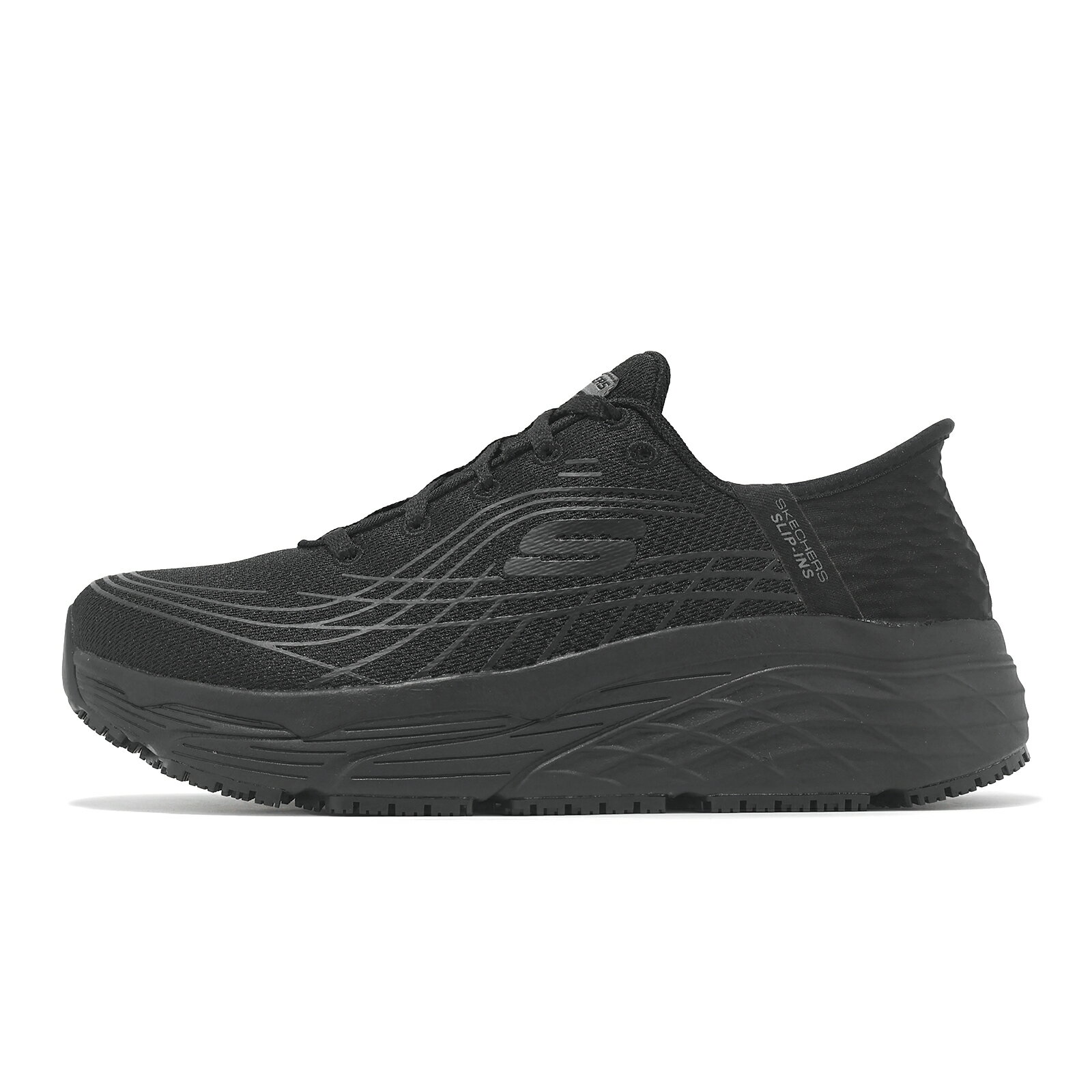 Skechers 工作鞋 Max Cushioning Elite SR Slip-Ins 女鞋 寬楦 黑 套入式