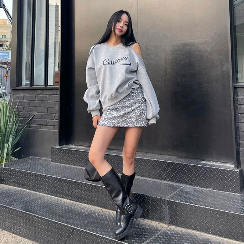 ANNAS 正韓 亮片 短裙 包臀裙 裙子 半身裙 窄裙 銀色 過年 新年 聖誕節 亮片裙 閃閃 金屬感 韓國 2