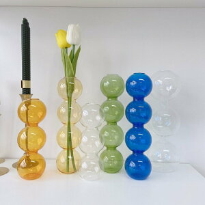 【優選百貨】創意北歐 ins彩色水培玻璃泡泡花瓶裝飾可插花花瓶器皿球形啊件