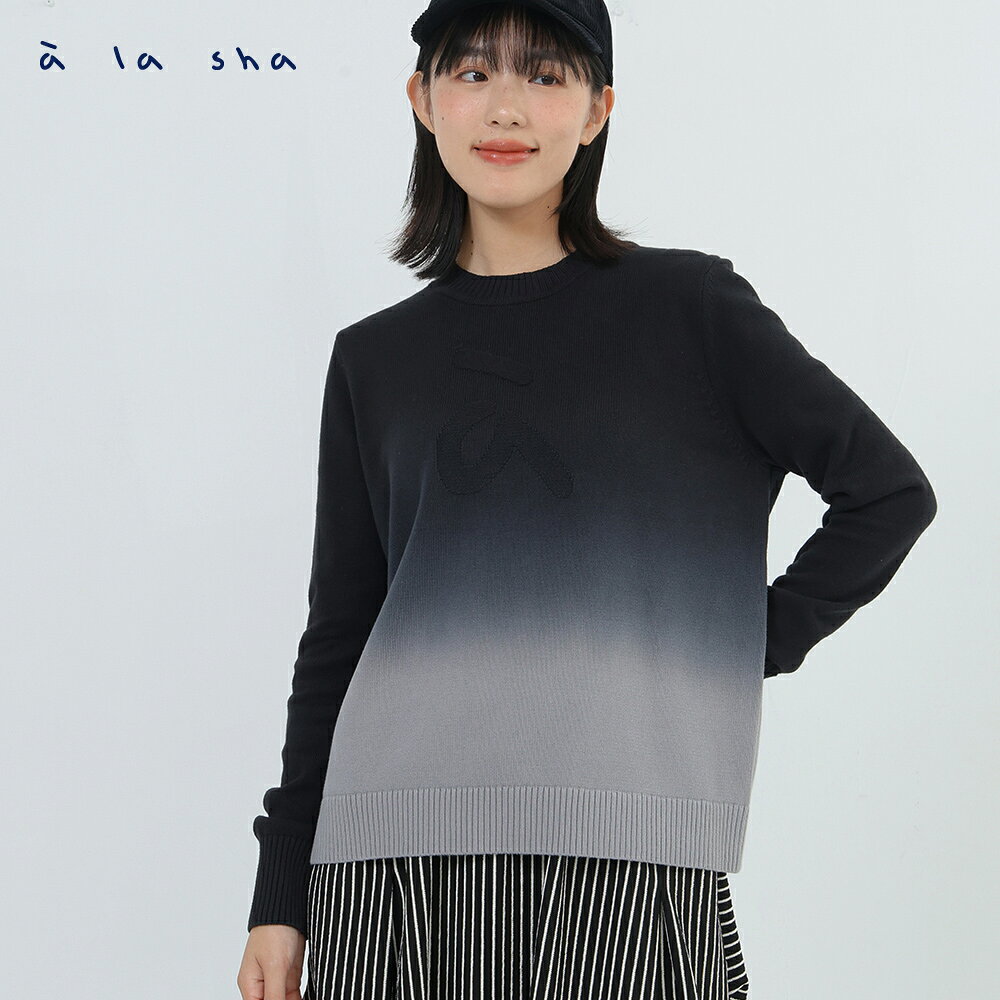 a la sha 漸層a緹花針織上衣 1
