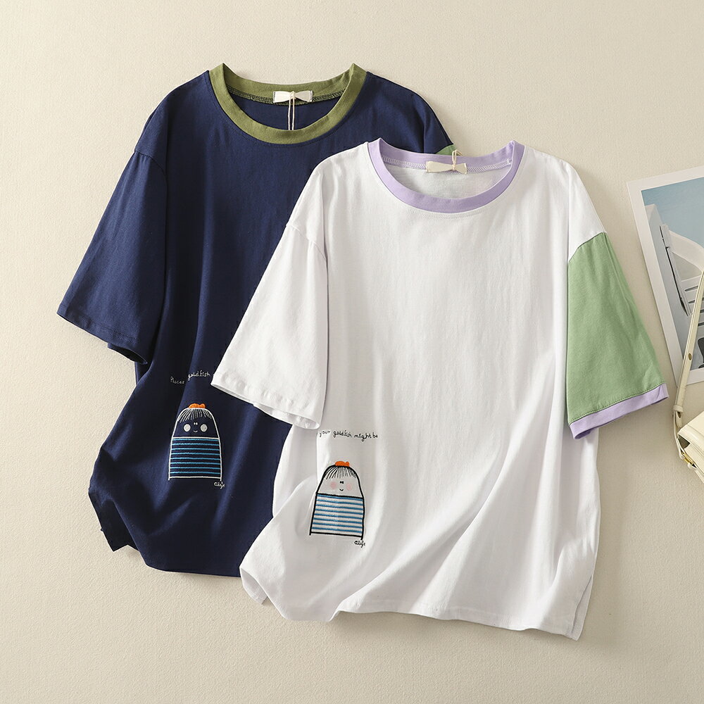 ＊ORead＊刺繡純棉短袖T恤上衣(2色M~2XL)