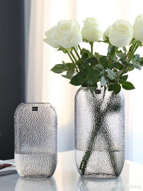 樂天優選-玻璃花瓶大號透明水培簡約創意擺件客廳鮮花玫瑰插花瓶干花器-青木鋪子