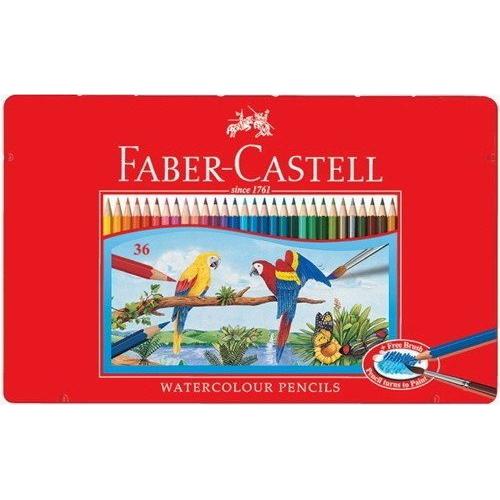 德國FABER-CASTELL輝柏 36色水性色鉛筆（鐵盒裝附水彩筆）/油性36色