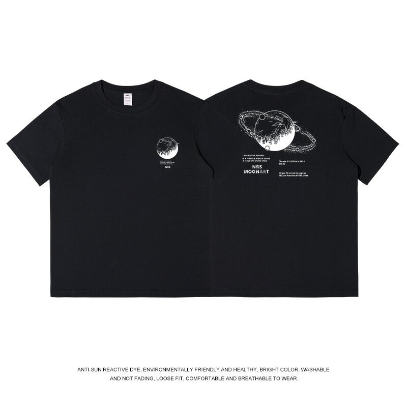 【喜挖】純棉白色印花短袖T恤男ins情侶裝寬鬆潮牌字母半袖上衣服幾何印花 0