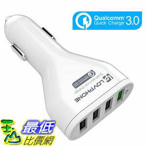 [106美國直購] 充電器 Car Charger Quick Charge 3.0 [QC 3.0] Fast Charger - LOVPHONE 4-Port USB Car Charger Adapter