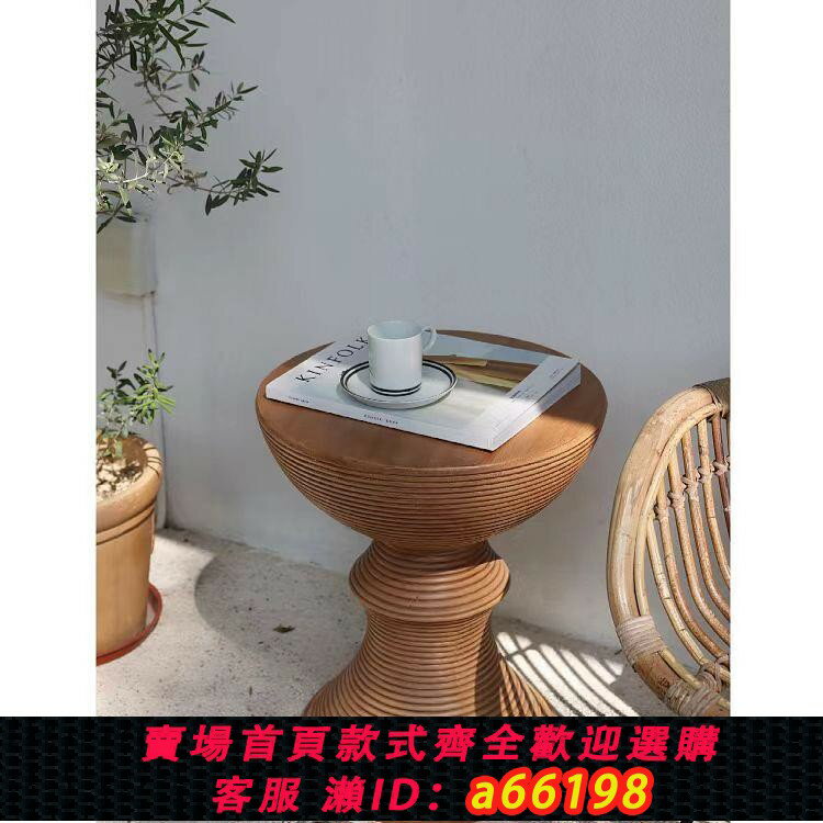 【臺灣公司 可開發票】復古圓形邊幾民宿家用客廳床頭櫃藝術沙發茶幾咖啡館休閑創意圓桌