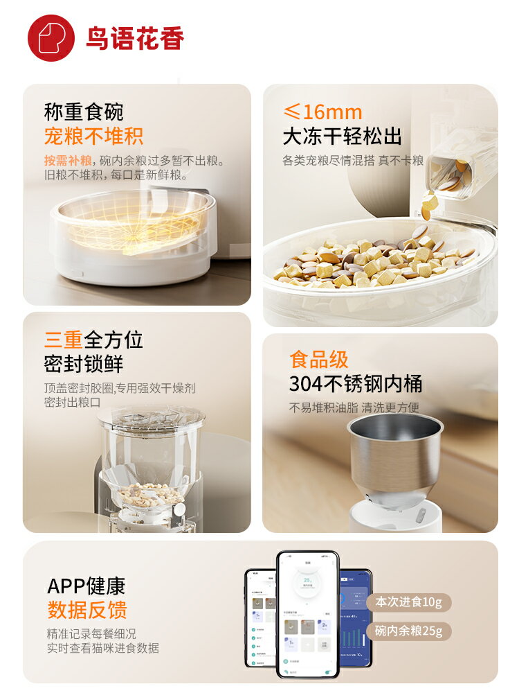 【超多款式咨詢客服】鳥語花香Light智能自動喂食器貓咪寵物定時定量投食機貓狗糧稱重 1