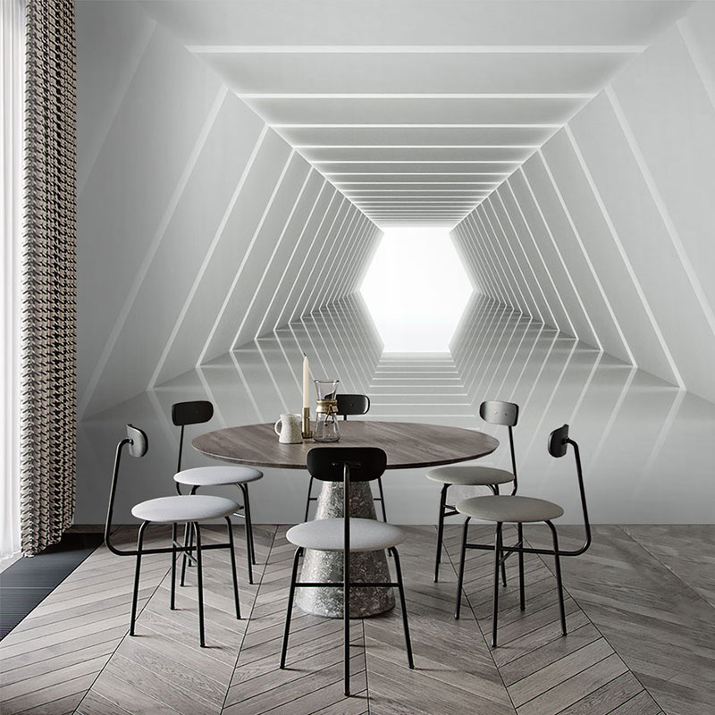 北歐風格壁紙簡約現代3D立體裝飾空間延伸客廳8D電視背景墻布壁畫