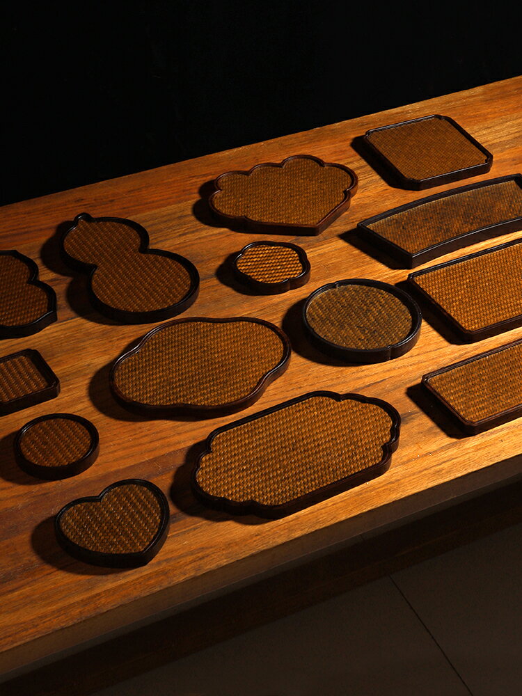 茶道功夫茶具配件大全底座茶臺托盤壺承干泡臺茶盤家用壺墊藤隔熱