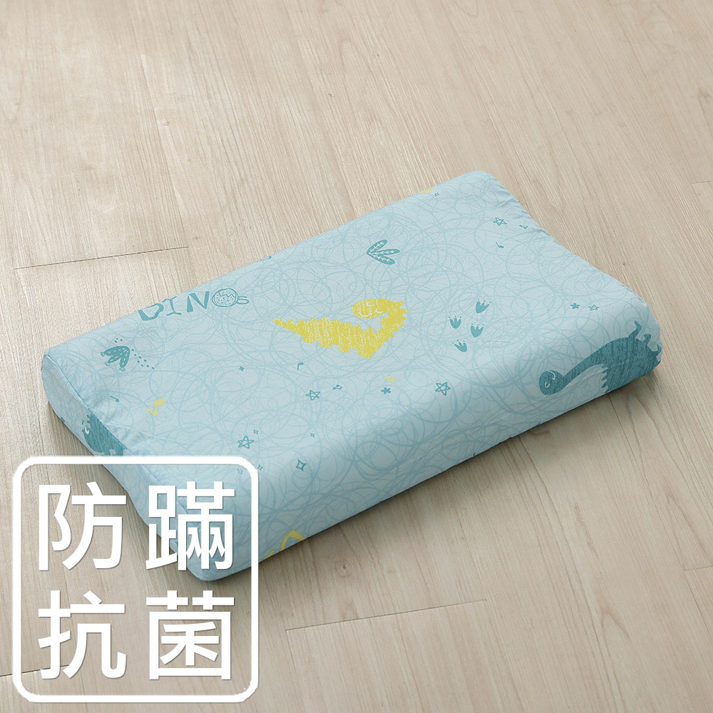 鴻宇 幼童乳膠枕 迪迪龍 防蟎抗菌 美國棉授權品牌2315B綠