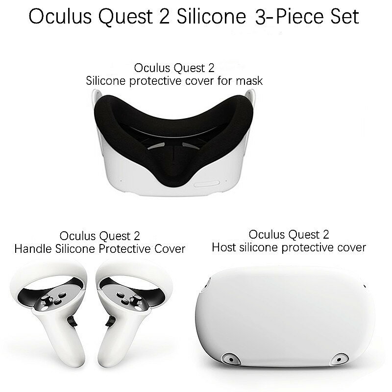 Oculus Quest 2 VR眼鏡眼罩遊戲手柄矽膠套4件套透明矽膠套