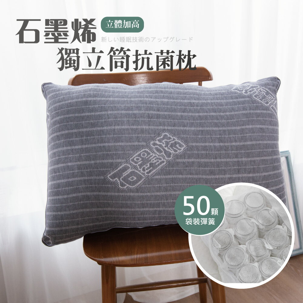 石墨烯獨立筒抗菌枕 壓縮枕 / 防蟎抗菌 / 臺灣製造