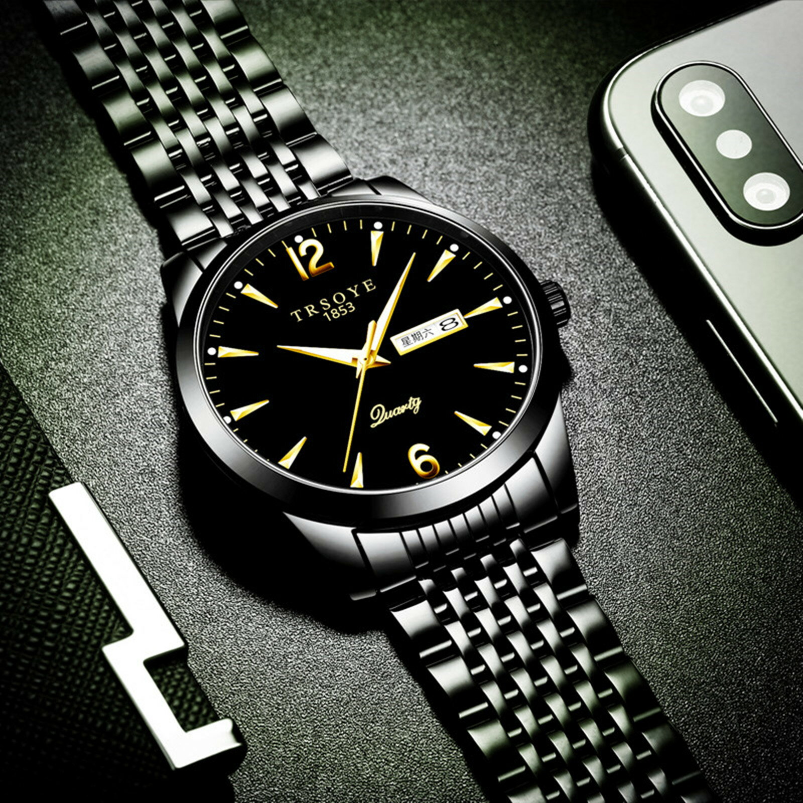 手錶 男錶 男士手錶 霸氣男錶雙日歷機械錶男士石英錶防水夜光鋼帶手錶商務腕錶全自動『KLG1662』