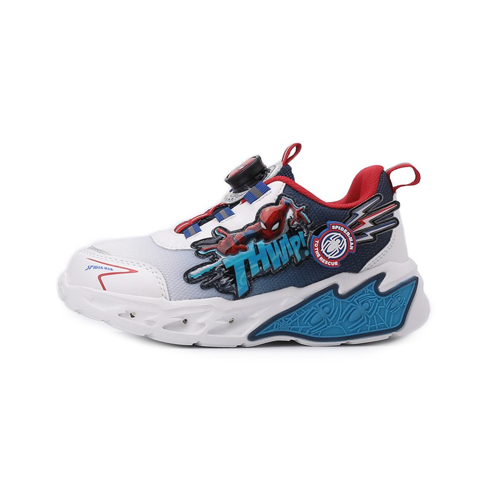 蜘蛛人 輕量旋鈕電燈運動鞋 白藍 MNKX55149 中大童鞋