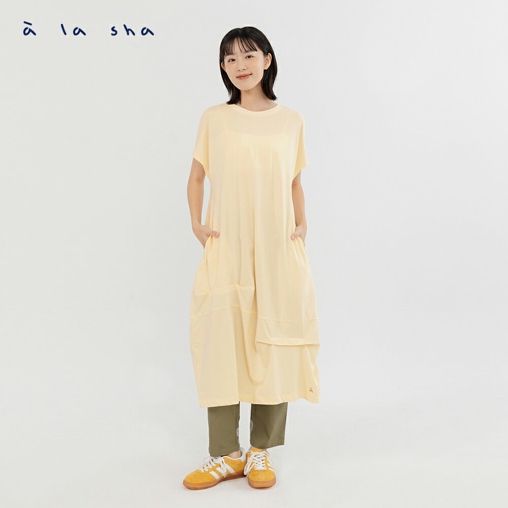 a la sha 連袖球狀抓褶造型洋裝