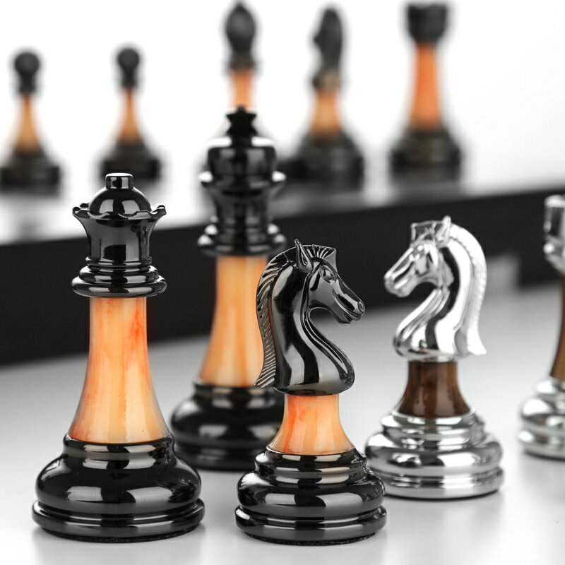 象棋 國際象棋 國際象棋高檔禮盒套裝實木折疊棋盤仿玉棋子西洋棋復古歐式擺件玩具交換禮物