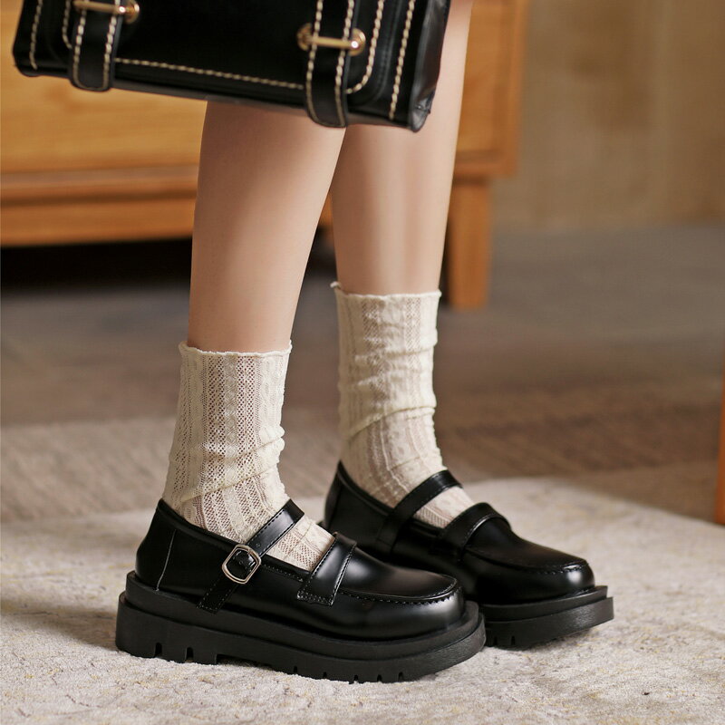 小皮鞋女2022年春季日系jk制服鞋松糕底學院風瑪麗珍厚底高跟單鞋