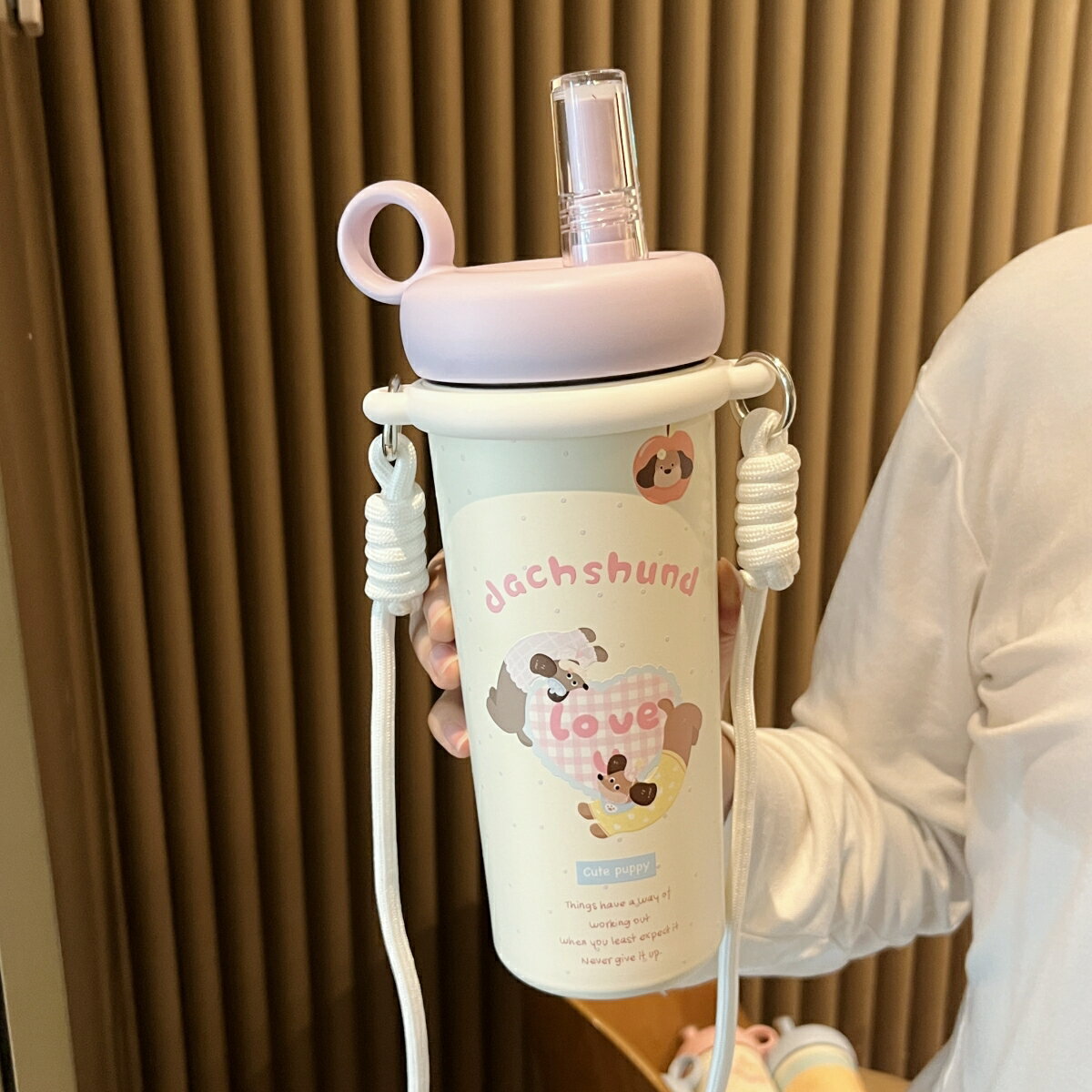 原創保溫杯女大容量水杯高顏值不鏽鋼杯子學生吸管可愛可攜式
