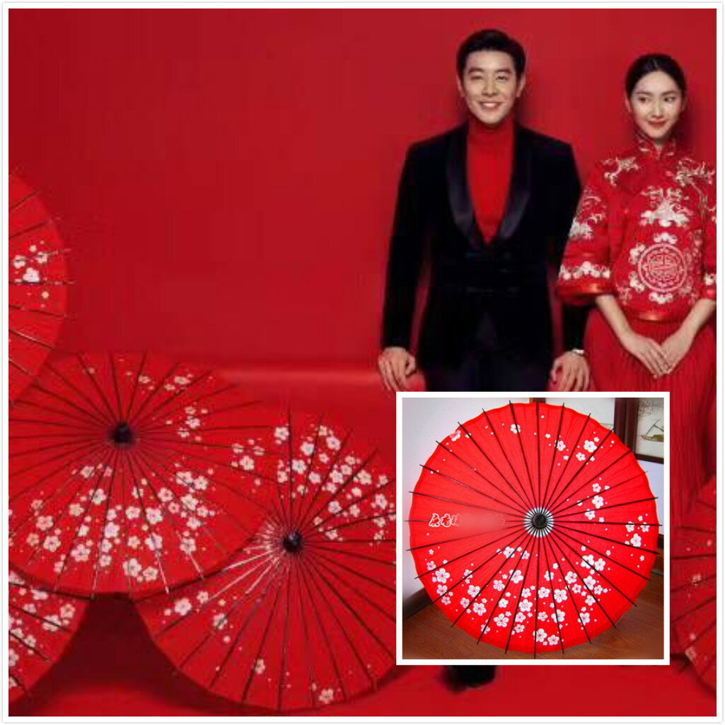 新款影樓攝影道具紅色梅花古裝油紙傘中國風拍照道具傘