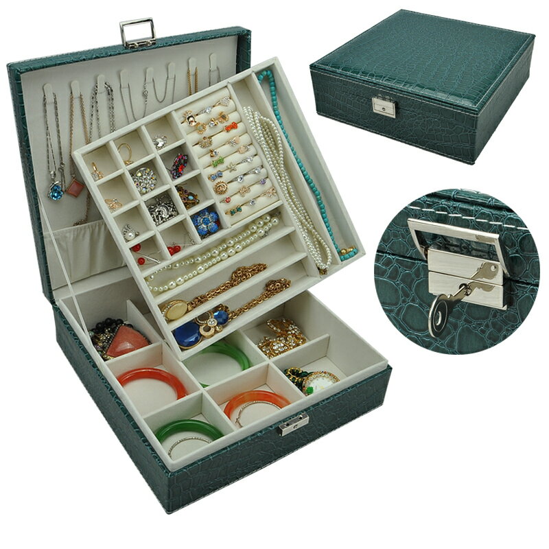 公主帶鎖首飾盒韓國木質戒指耳釘耳環珠寶飾品收納盒簡約大容量