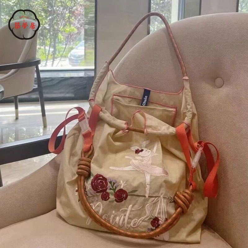 免運/附發票 購物袋 新款ball chain小眾刺繡帆布包高圓圓ins大容量斜挎手提包單肩女工廠現貨直銷 售後保障 全館八折 5z12