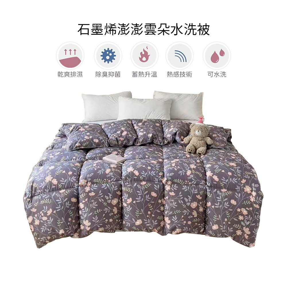 歐洲精品家電 墨烯澎澎雲朵水洗被 6*7尺雙人棉被 紫色
