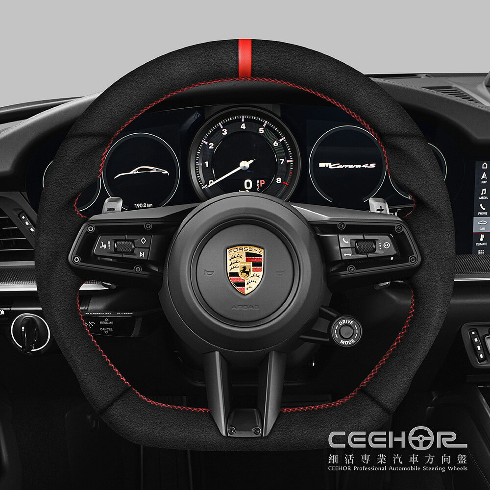 [細活方向盤] 全麂皮款 911 PANAMERA TAYCAN MACAN CAYENNE PORSCHE 保時捷 變形蟲方向盤 2