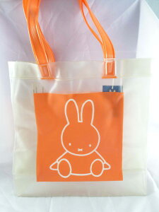 【震撼精品百貨】Miffy 米菲兔米飛兔 色格長型防水透明手提袋 橘&藍 震撼日式精品百貨