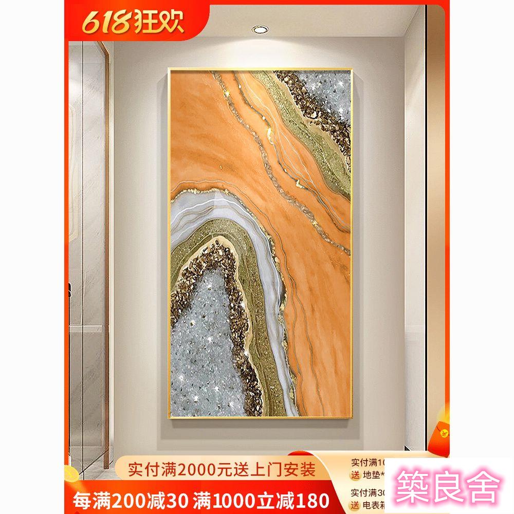 可開發票 裝飾畫 掛畫 背景墻畫 客廳裝飾畫 玄關畫輕奢手繪油畫橙色入戶玄關裝飾畫高檔現代簡約壁畫客廳抽象掛畫zz9008